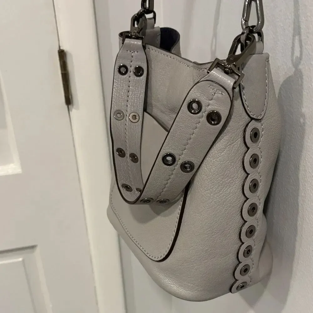 Kate Spade Bohemian Style Pebbled Gray Leather Shoulder Bag and Cross Body